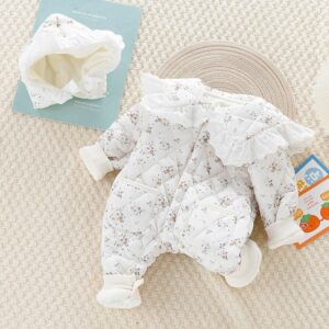 Kids Baby Girls Autumn Winter Casual Cute Tiny Flower Fleeces Long Sleeve Romper