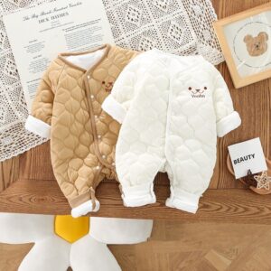 Kids Baby Boys Girls Autumn Winter Casual Cute Fleeces Long Sleeve Romper