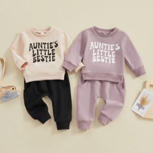 Kids Baby Boys Girls Casual Cute Alphabet Long Sleeve Sweatshirts Pants Sets