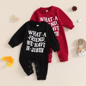 Kids Baby Boys Girls Spring Autumn Casual Alphabet Print Long Sleeve Romper