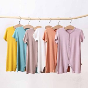 Kids Baby Boys Girls Casual Cute Solid Color Modal Short Sleeve Romper