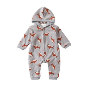Kids Baby Boys Girls Casual Cute Cartoon Bear Shark Print Long Sleeve Romper