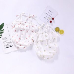 Kids Baby Girls Summer Casual Cute Tiny Flower Print Sleeveless Romper