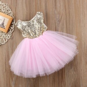 Kids Baby Girls Fashion Party Cute Sweet Mesh Sequins Sleeveless Tutu Princess Dress