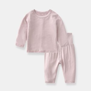Kids Baby Boys Girls Casual Basic Solid Color Modal Long Sleeve Trousers Set