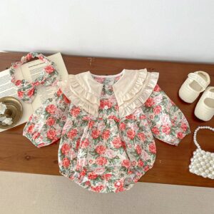 Kids Baby Girls Casual Cute Tiny Flower Print Long Sleeve Romper