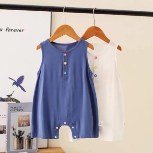 Kids Baby Boys Girls Casual Cute Cartoon Print Sleeveless Romper