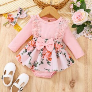 Toddlers Newborn Baby Fashion Girls Long Sleeve Flower Bodysuit