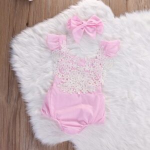 Toddlers Newborn Baby Fashion Girls Casual Basics Lace Floral Bodysuit