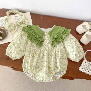 Kids Baby Girls Casual Cute Tiny Flower Print Long Sleeve Romper