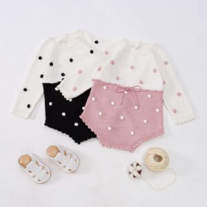 Kids Baby Girls Autumn Winter Casual Cute Color Blocking Long Sleeve Sweater Romper