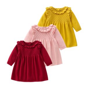 Kids Baby Girls Spring Autumn Casual Cute Long Sleeve Knitwear Dress