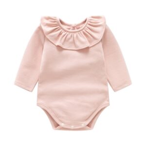 Baby Fashion Solid Color Ruffled Long Sleeve One Piece