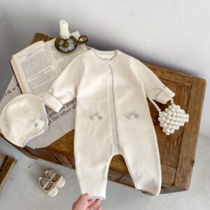 Kids Baby Girls Autumn Winter Casual Cute Flower Long Sleeve Cardigan Knitted Romper