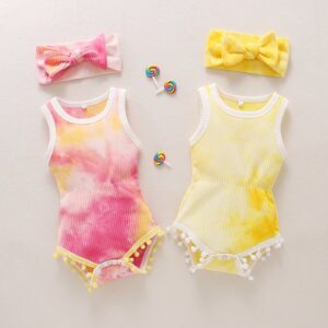 Summer Kids Fashion Tie-Dye Print One Piece