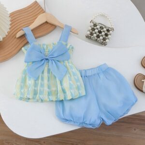 Kids Baby Girls Summer Casual Cute Bow Camisole Shorts Set