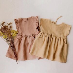 Kids Baby Girls Summer Casual Cute Pastoral Solid Color Sleeveless Dress