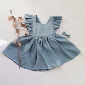 Kids Baby Girls Summer Casual Cute Pastoral Solid Color Raglan Sleeve Dress