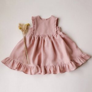 Kids Baby Girls Summer Casual Cute Pastoral Solid Color Sleeveless Dress