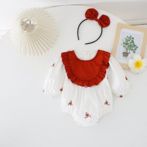 Kids Baby Girls Casual Cute Flower Print Long Sleeve Romper