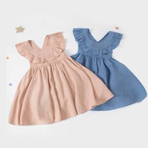 Kids Baby Girls Summer Casual Cute Basic Solid Color Raglan Sleeve Dress