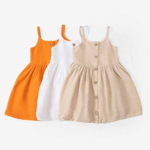 Kids Baby Girls Summer Casual Cute Basic Solid Color Sleeveless Strap Dress