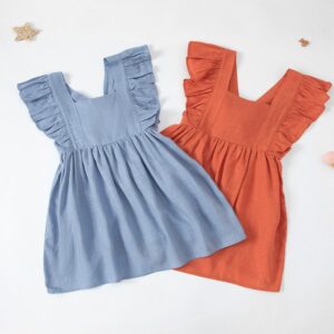 Kids Baby Girls Summer Casual Cute Basic Solid Color Raglan Sleeve Dress
