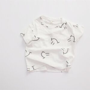 Kids Baby Boys Girls Casual Cute Smiley Print Short Sleeve T-Shirt