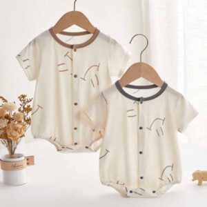 Kids Baby Boys Girls Casual Cute Smiley Print Short Sleeve Romper