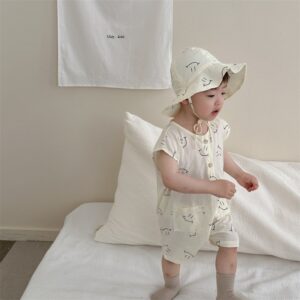 Kids Baby Boys Girls Casual Cute Smiley Print Short Sleeve Romper