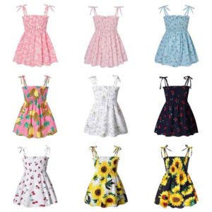 Kids Girls Basic Floral All Over Print Elastic Slip Dress