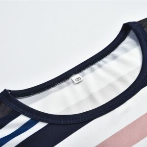 Girls Fashion Color Blocking Striped Dress