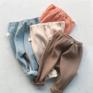 Kids Baby Boys Girls Casual Cute Solid Color Rib-Knit Leggings Pants