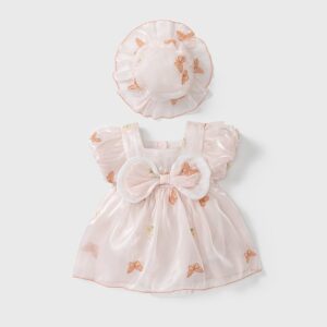 Kids Baby Girls Casual Cute Butterfly Embroidery Short Sleeve U Neck Dress