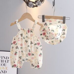 Kids Baby Girls Casual Cute Tiny Flower Print Sleeveless Romper