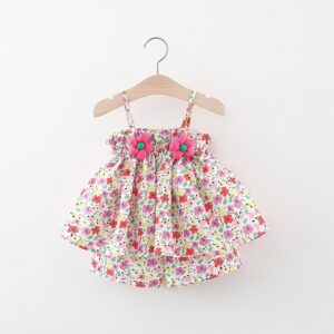 Kids Baby Girls Casual Cute Tiny Flower Print Camisole Shorts Set