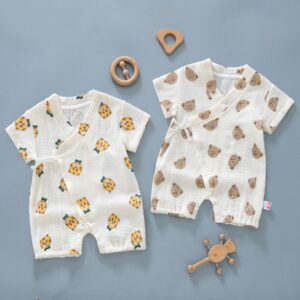 Kids Baby Boys Girls Summer Casual Cute Cartoon Animals Print Short Sleeve Romper