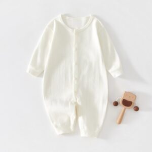 Kids Baby Boys Girls Casual Cute Solid Color Long Sleeve Romper
