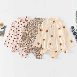 Kids Baby Girls Casual Cute Tiny Flower Print Long Sleeve Romper