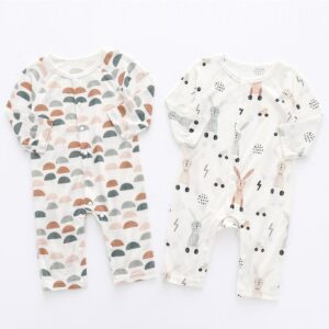 Kids Baby Boys Girls Casual Cute Cartoon Tiny Flower Print Long Sleeve Romper