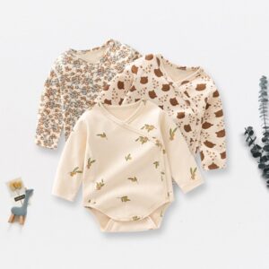 Kids Baby Boys Girls Casual Cute Cartoon Tiny Flower Print Long Sleeve Romper