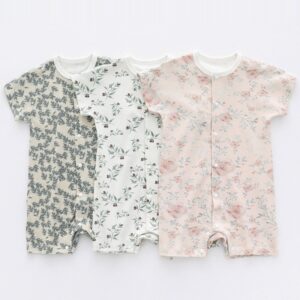 Kids Baby Boys Girls Casual Cute Tiny Flower Print Short Sleeve Romper