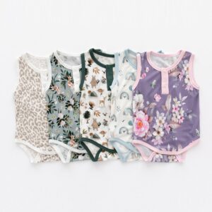 Kids Baby Boys Girls Casual Cute Tiny Flower Print Sleeveless Romper