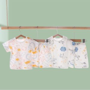 Kids Baby Boys Girls Casual Cute Cartoon Print Short Sleeve T-Shirt Shorts Set