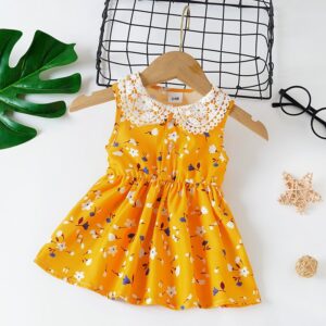 Kids Baby Girls Casual Cute Tiny Flower Print Sleeveless Dress