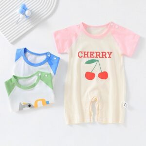Kids Baby Boys Girls Summer Casual Cute Cartoon Print Short Sleeve Romper