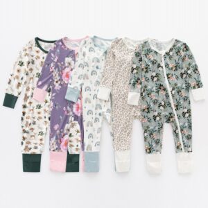 Kids Baby Boys Girls Spring And Autumn Cute Tiny Flower Rainbow Print Long Sleeve Romper
