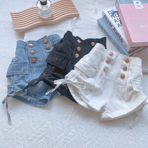 Children Kids Toddlers Fashion Girls Solid Color Denim Shorts