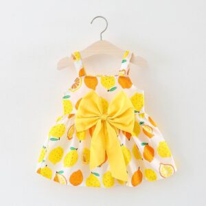 Kids Baby Girls Casual Cute Fruit Print Bow Cami Dress