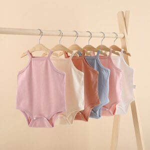 Baby Basic Simple Solid Color Sleeveless Breathable One-piece Romper